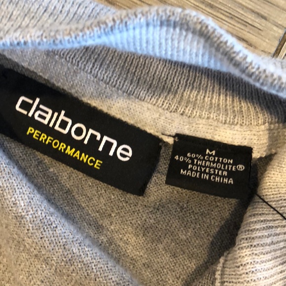 Mens liz Claiborne zip up sweater lightweight grey - Picture 3 of 3